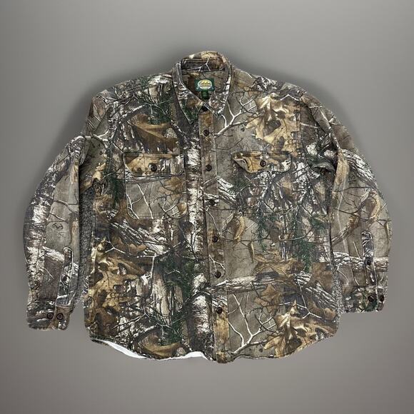 Vintage 90’s Cabela’s Hunting Denim Twill Button Down Shacket Shirt Men’s Large - Picture 1 of 12